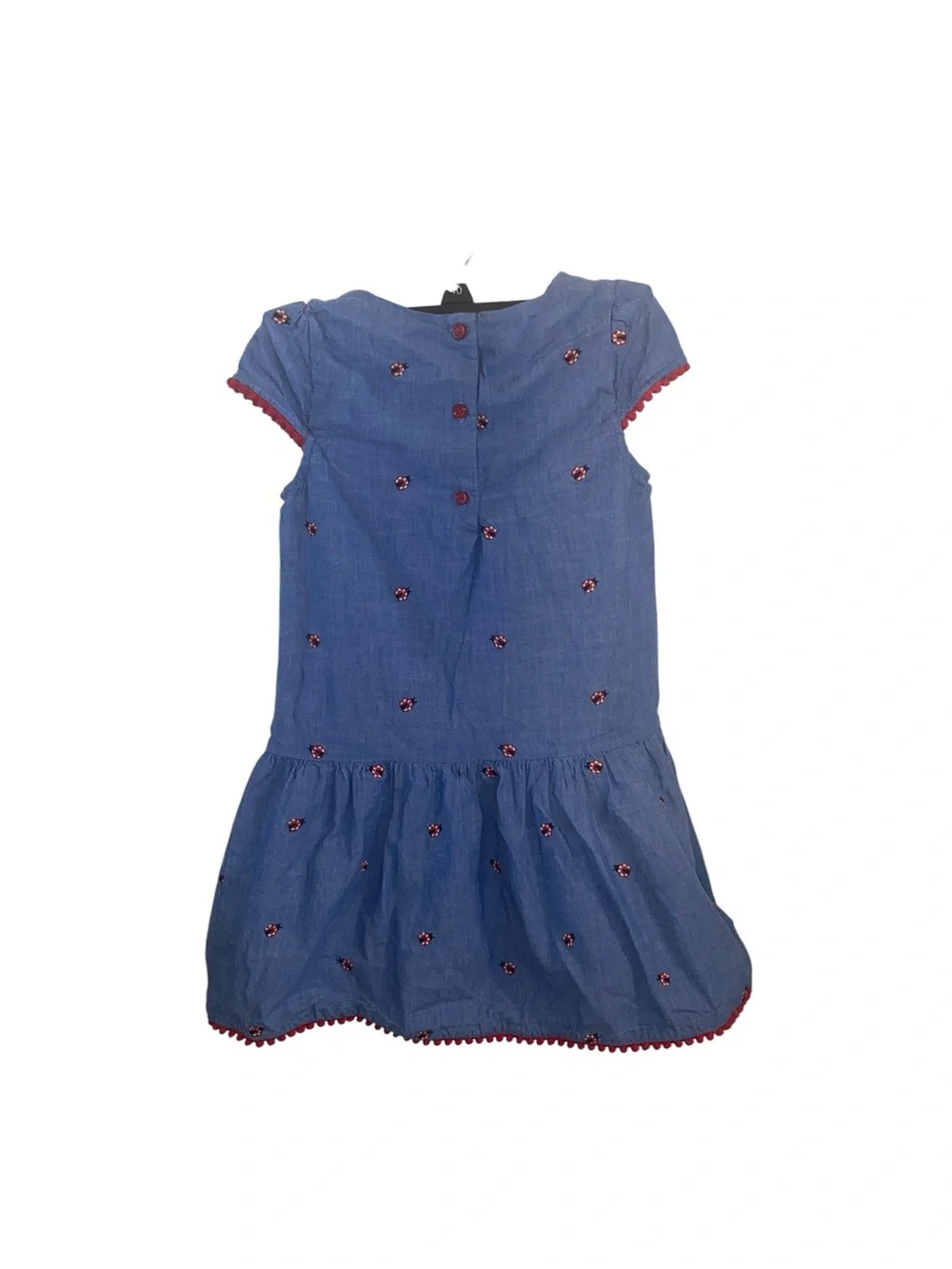Gymboree short-sleeve Girls Embroidered Chambray Dress Little Ladybug Blue done
